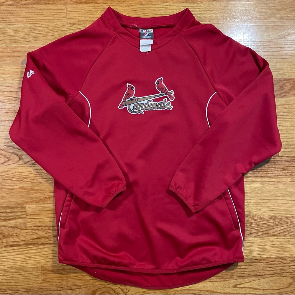Majestic St Louis Cardinals Thermabase Pullover Red Fleece Lined Men Size Medium